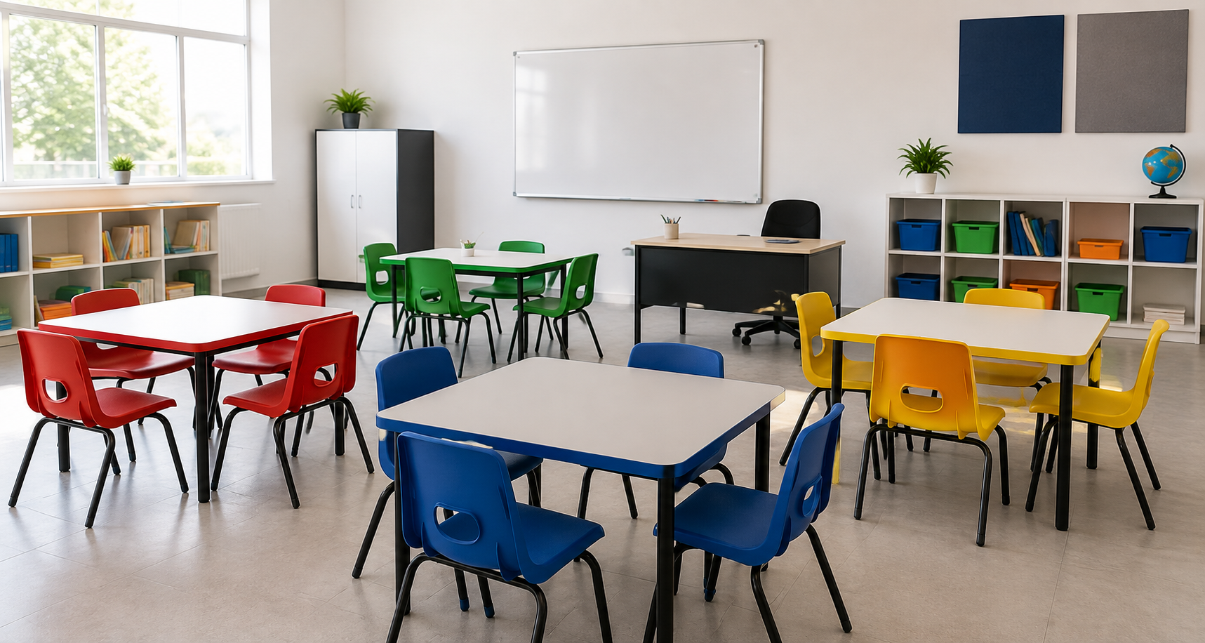 Aula moderna equipada con mobiliario escolar Redimer